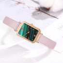Fashion PU Strap Women Square Quartz Analog Casual Watch + Bracelet (Pink) Newly