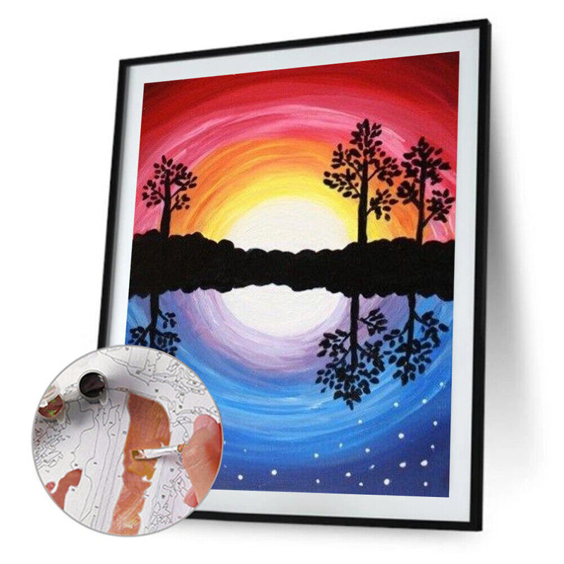 Hand Painted Drawing DIY Art Canvas Oil Kit Paint By Numbers Scenery Decor Gi