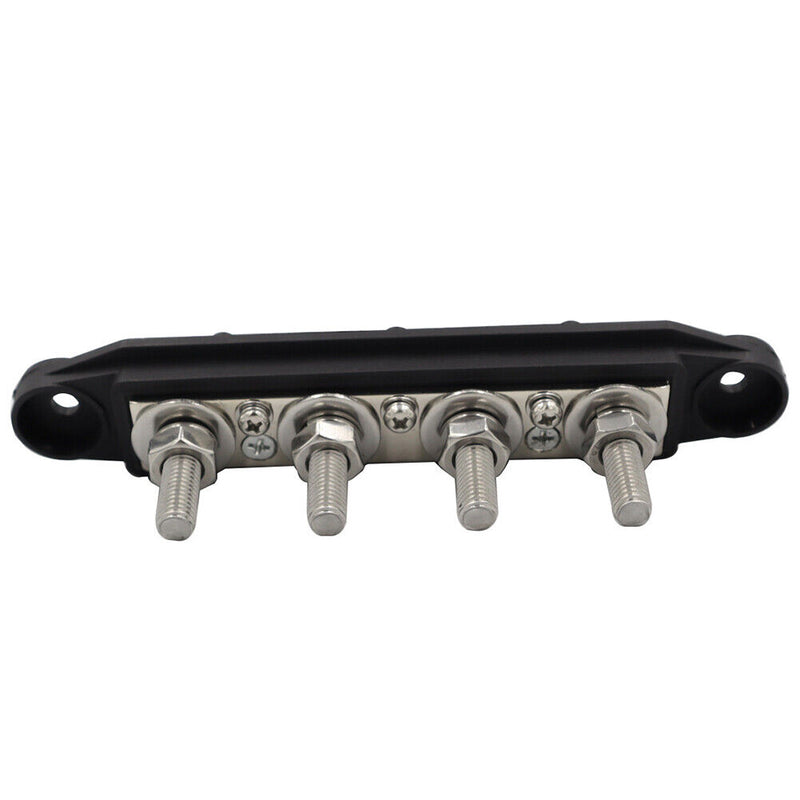 4 Post Power Distribution Block Bus Bar High Current Wiring Stud (M8 Black)