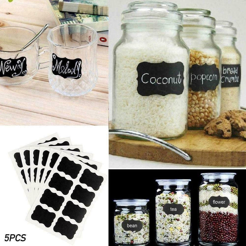 40x Kitchen Accessories Blackboard Stickers Labels Rewritables White With K9I8