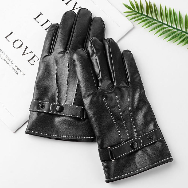 Drive Waterproof Thicken Full Finger PU Leather Gloves Touch Screen Gloves