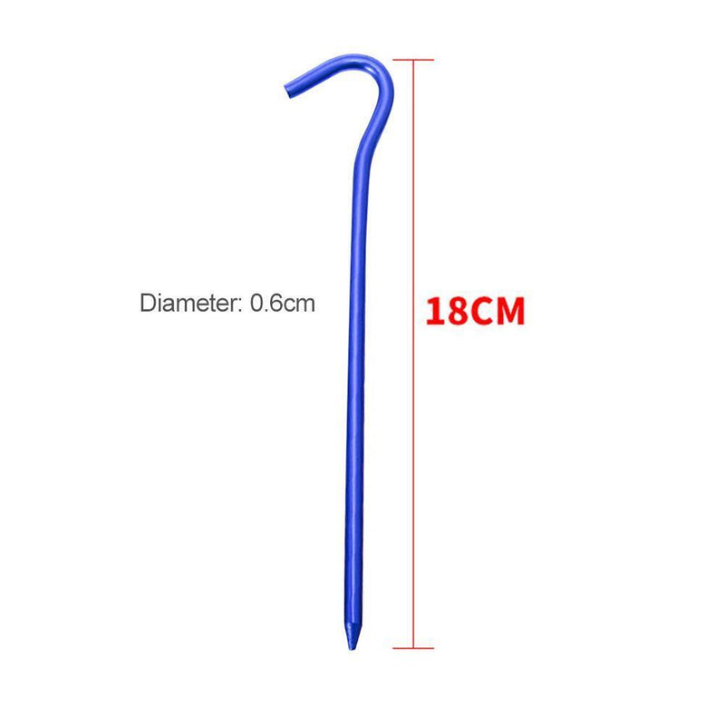 4pcs Tent Pegs with Hooks Garden Stakes Ground Nail for Awning Canopy (Blue