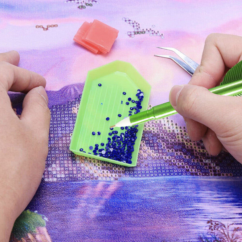 5D Diamond Painting Point Drill Pen Feather Shape DIY Craft Picker Tools (Green)