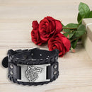 Fashion Men Boy Gift Wolf Head Bracelet Traditional Woven PU Bangle