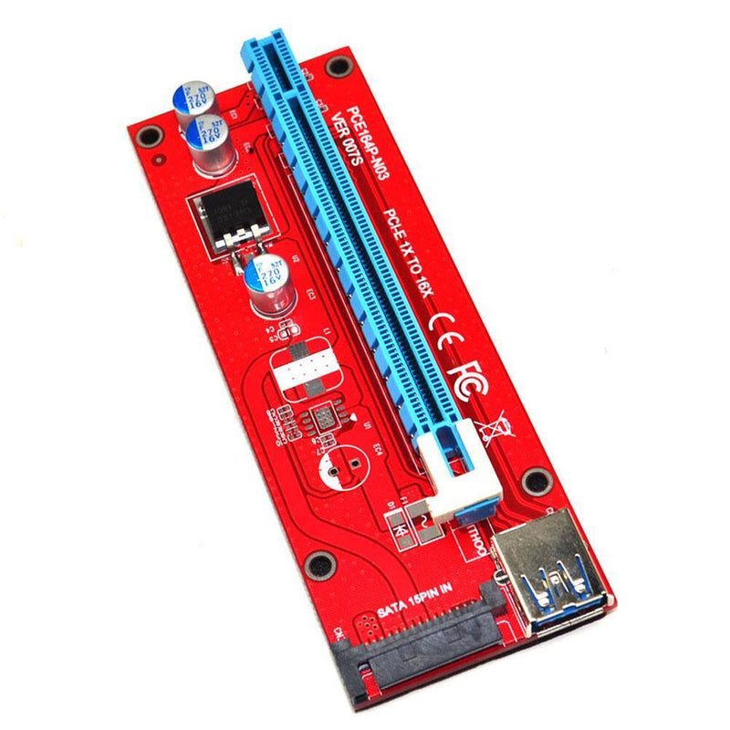 USB 3.0 164P PCI-E Express 1x to 16x Extender Riser Card 6Pin SATA Mining