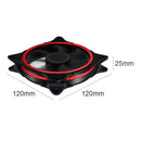 120mm PC Case Fan Halo Triple-Ring Chassis Cooling Fan for Desktop (Red) Newly