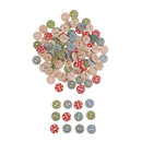 100pcs Mixed Printing Wooden Buttons Colorful Painted Button for DIY Clothing