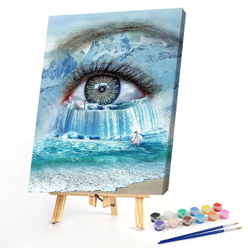 Waterfall Eye Oil Paint By Numbers Kits Canvas Picture Wall Art DIY Craft