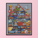 Cotton Thread Embroidery Set House Counted Full Cross Stitch Art Craft for Gifts