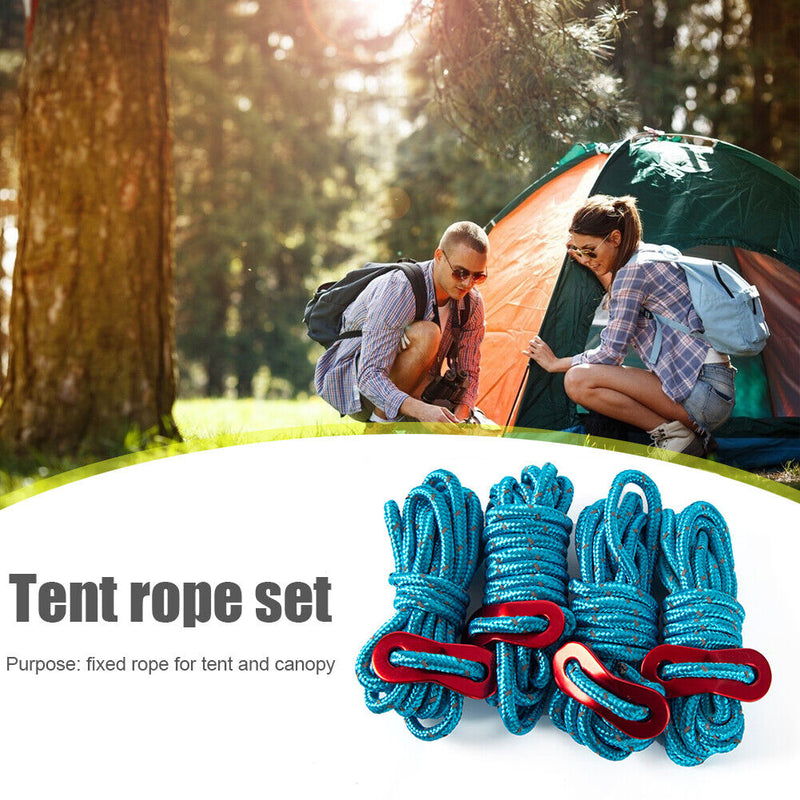 4pcs 4mm Tent Wind Rope Cord Tensioner Outdoor Camping Reflective Lanyard R