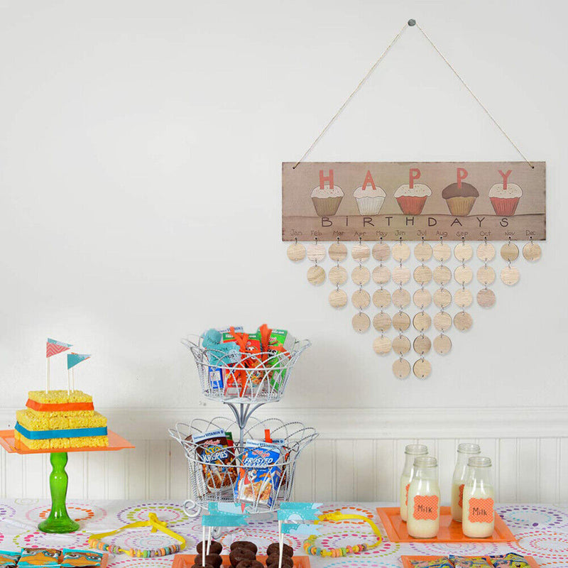 Birthday Special Days Reminder Wooden Calendar Board Home Hanging Decoration