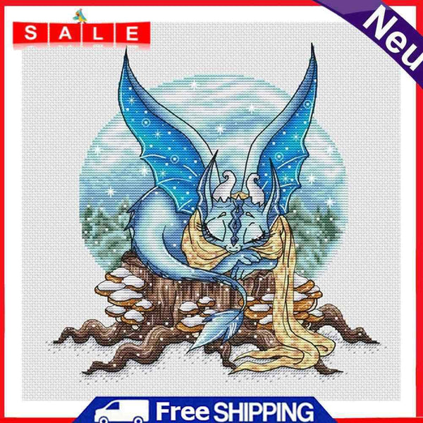 14CT Counted Full Cross Stitch DIY Cartoon Dragon Hand Paint Room Decor 40x40cm