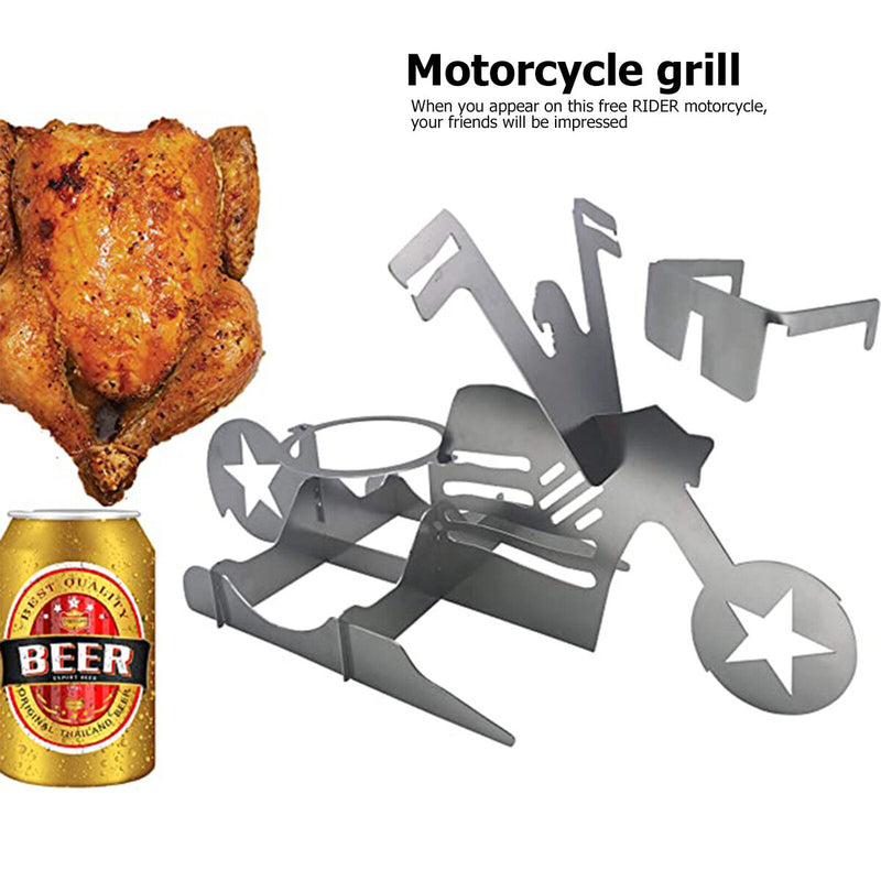 Motorcycle Chicken Grill Stainless Steel BBQ Stand Chicken Turkey Roasting Rack