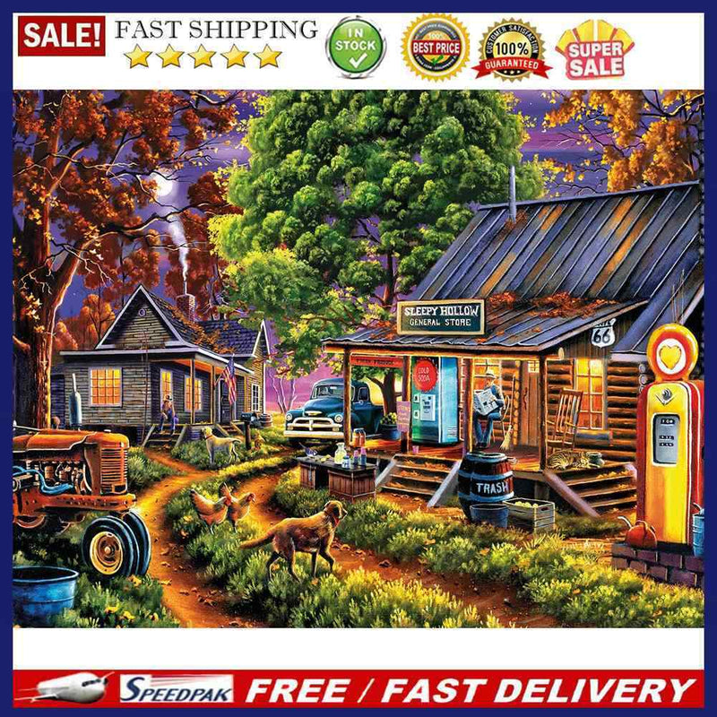 5D DIY Full Drill Round Shape Mountain Water Rhinestone Diamond Drawing for Home