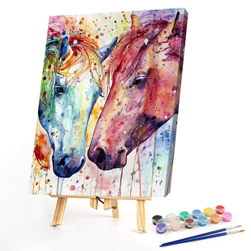 Hand Painted Oil Paint by Numbers DIY Horse Drawing Wall Hanging Decoration