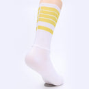 Anti-slip Sports Socks Women Men Cycling Calf Length Socks (Yellow Stripe)
