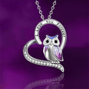 Day Owl Pendant I Love You Forever Shiny Diamond Necklace Heart Animal Necklace