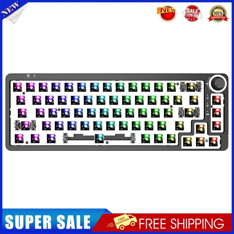 68 Keys RGB 60 Percent NKRO DIY Mechanical Hotswap Keyboard Kits (Black)