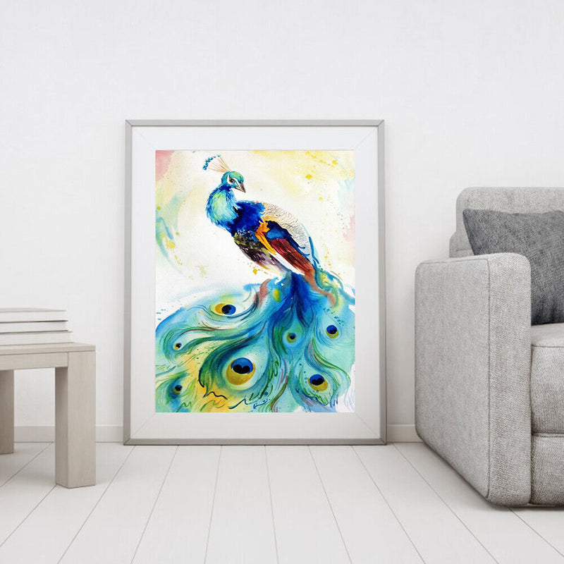 Peacock Oil Paint By Numbers Set Canvas Drawing DIY Coloring Picture Kits