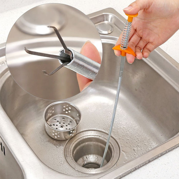 Wire Brush Sewer Dredging Device Spring Pipe Cleaning Brush Sink Cleaning Hook