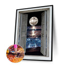 5D DIY Full Drill Round Shape Door Sea Moon Rhinestone Diamond Drawing for Ho
