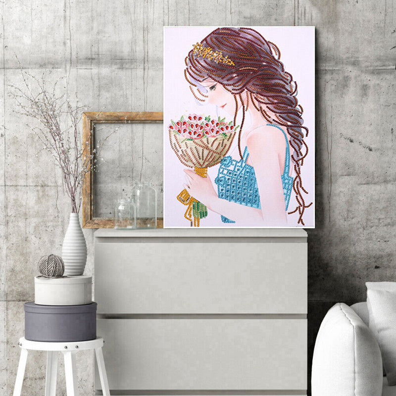 Special-shaped Diamond Painting Flower Girl DIY Mosaic Kit for Bead Art