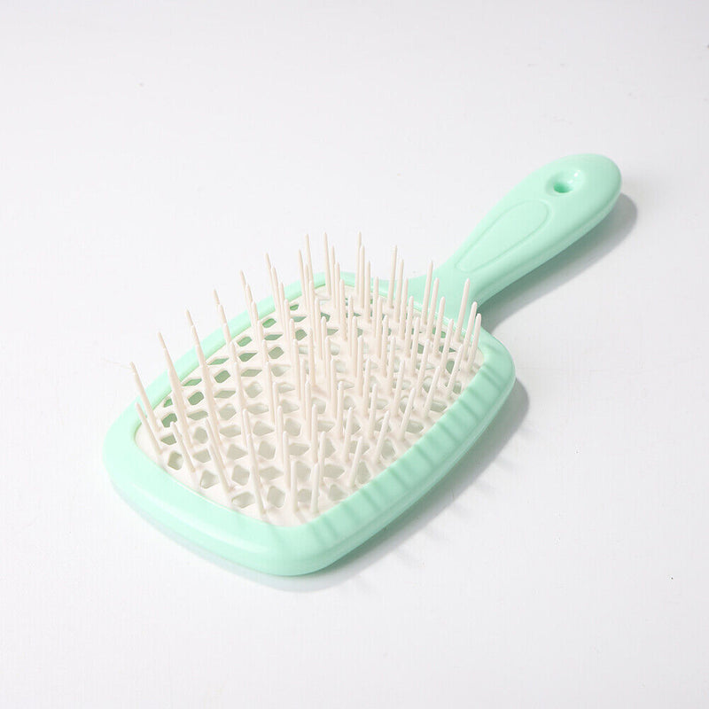 Wide Teeth Air Cushion Comb Scalp Massage Salon Hair Brush (Green white)
