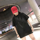 Fashion Women Bling Solid Color Short Sleeve Loose T-Shirts Glitter Long Tops