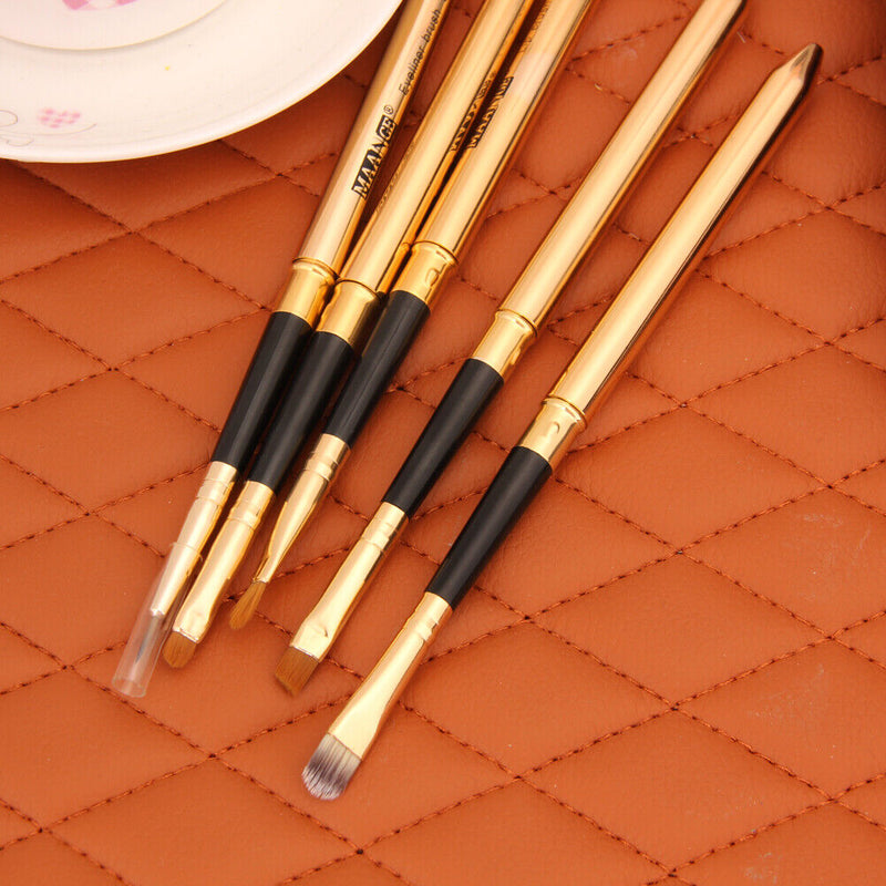 5pcs Portable Eye Makeup Brushes Set Eyeshadow Eyeliner Brush (Golden)