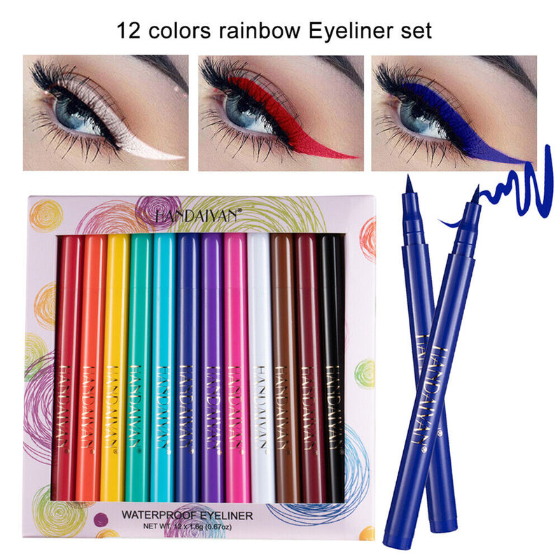 12pcs Long Lasting Eyeliner Pencil Matte Colorful Non Blooming Eyeliner Makeup