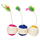 Cat Sisal Catch Ball Colorful Funny Feather for Kitten Playing Products Portable