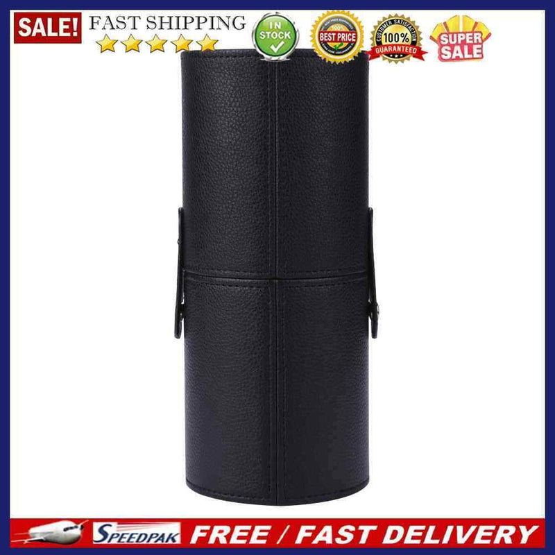Simple Leather Makeup Brush Holder Cup Travel Cosmetic Pens Storage Organiz