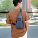 Retro Men Patchwork Travel Crossbody Chest Bag Casual Large Handbag (Blue)