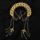 Girls Halo Crown Tassels Headband Hair Band  Virgin Mary Headpiece Golden