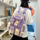 5pcs/set Canvas School Backpacks Women Lovely School Bags for Girl Shoulder Bags
