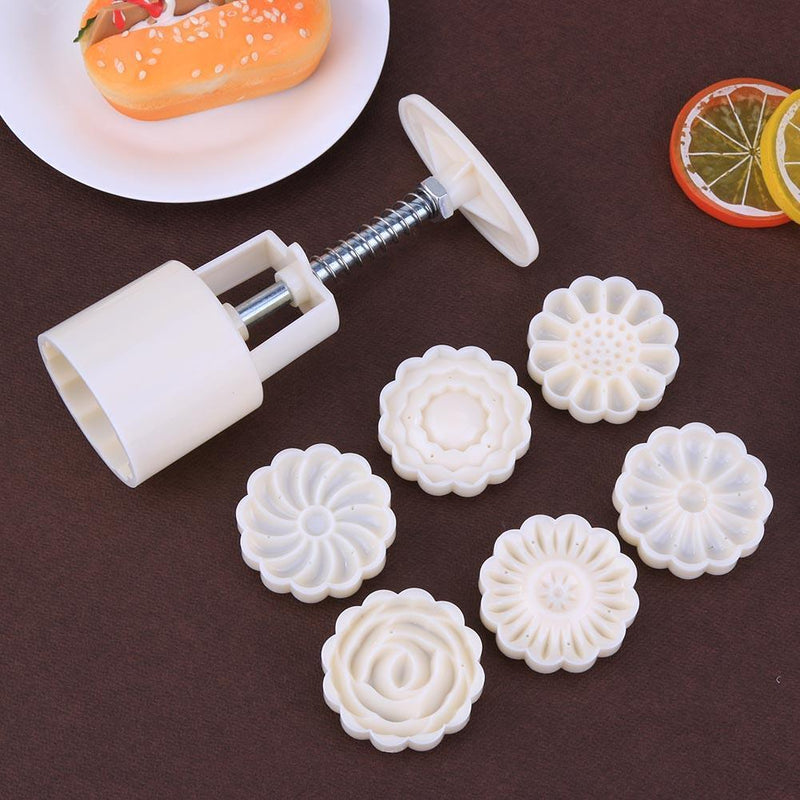 7pcs DIY Flowers Pattern Mooncake Pastry Cookie Mold Set Cake Baking Mould