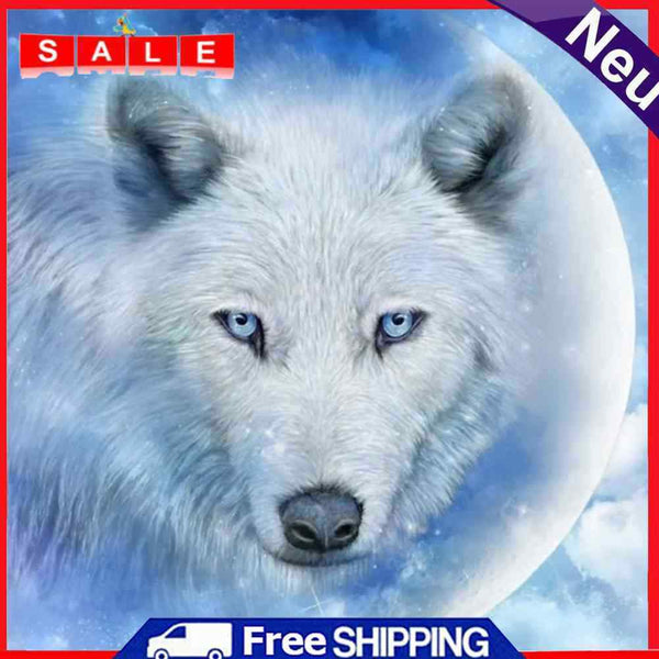 5D Full Round Drill Mosaic Craft Picture DIY Snow Wolf Diamond Painting Poster