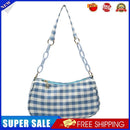 Fashion Women Oxford Cloth Plaid Print Underarm Bag Chain Handbags (Blue)