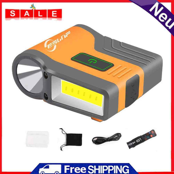 Waterproof COB LED Induction Headlights Plug-in Sports Lights (Orange)