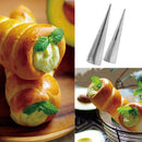 5pcs DIY Cones Stainless Steel Spiral Baked Croissants Tubes Pastry Mold(L)