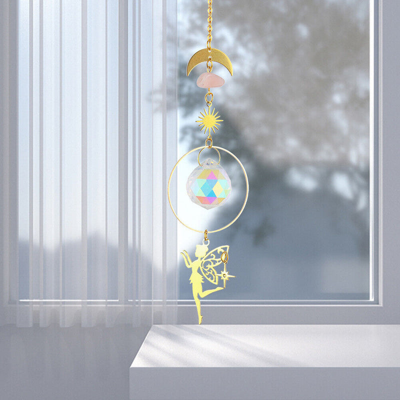 #A Crystal Wind Chime Prism Windbell Window Curtains Pendant Garden Hanging Deco