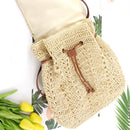 Fashion Straw Shoulders Backpack Woven Women Beach Holiday Bucket Purse Bag