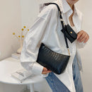 Fashion Women Stone Pattern Shoulder Bag Purse 2pcs Composite Bags (Black)