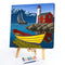Lighthouse and Boat Frameless DIY Oil Paint by Numbers Kit Painted Artwork