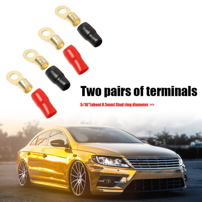 2 Pairs Car Car 4GA Speaker Electrical Wire Connector Spade Crimp Terminals Kit