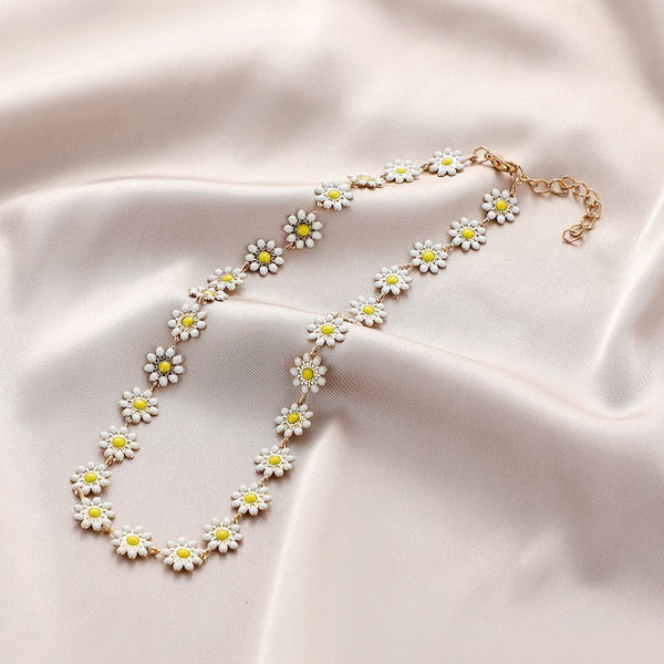 Wedding Party Family Jewelry Boho Choker Daisy Necklace Clavicle Necklace