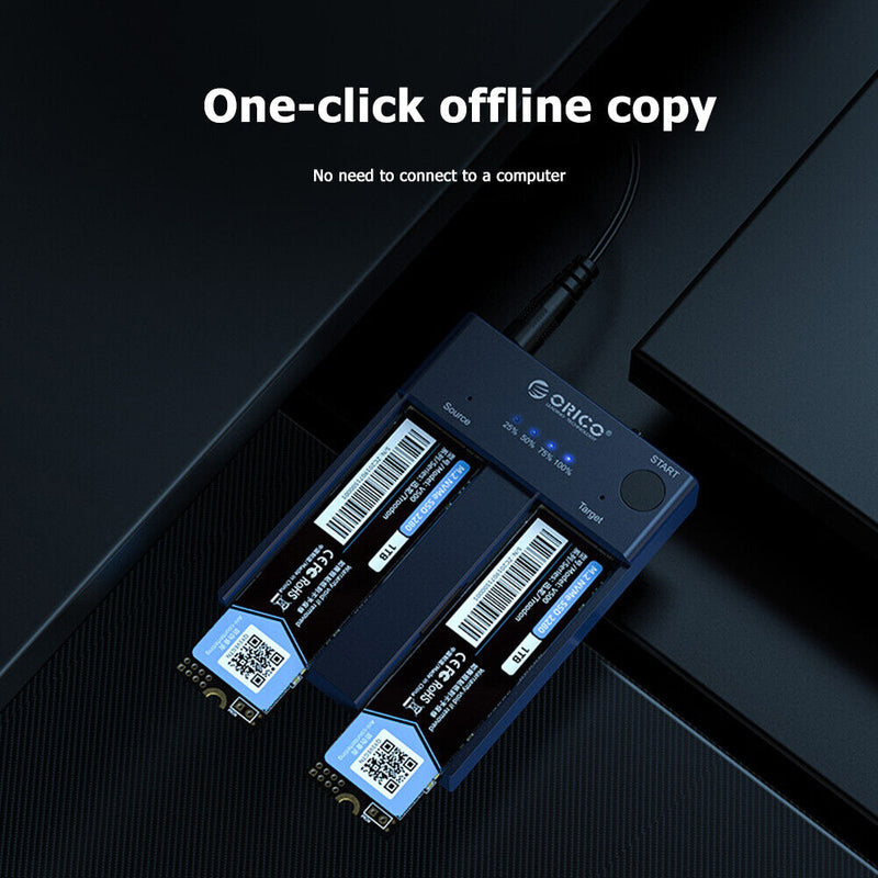ORICO Dual Bay M.2 NGFF NVMe SSD Docking Station USB 3. 1 Type-C Dock (US)