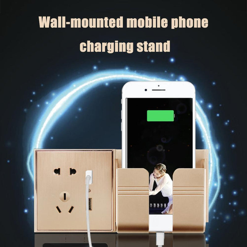 6pcs Wall Mounted Mobile Phone Charging Organizer Storage Box Remote Contro
