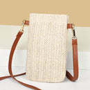 #A Straw Shoulder Bag Women Girl Woven Summer Travel Small Phone Pouch Coin Purs