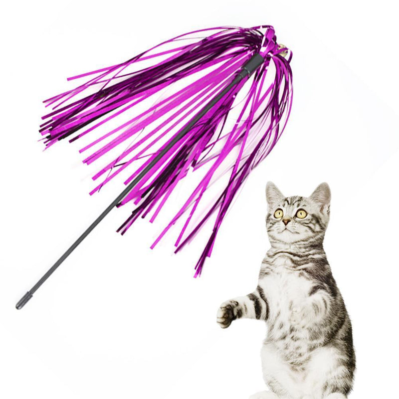 5pcs Funny Ring Paper Cat Stick Teaser Wand Playing Rod Cats Toys with Bell